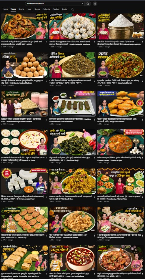 Madhuraas Recipe Food videos grid