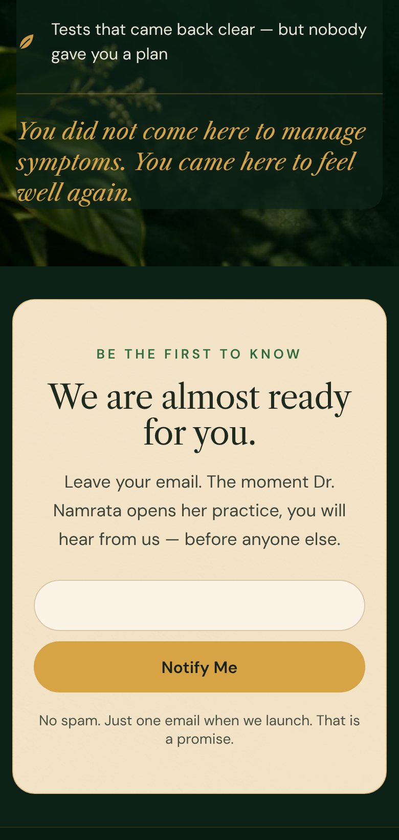 Notify section on a phone